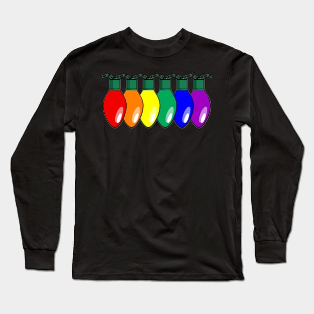 LGBTQ Pride Christmas Lights Long Sleeve T-Shirt by wheedesign